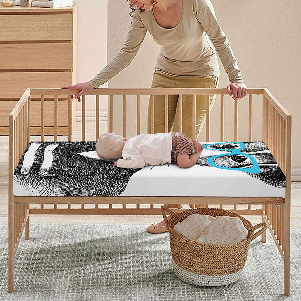 Hipster Jack Russell Terrier Print Baby Crib Sheet