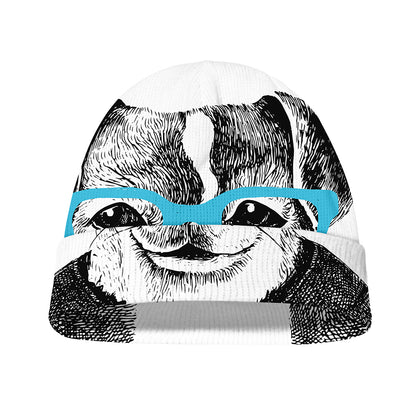 Hipster Jack Russell Terrier Print Beanie