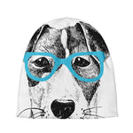 Hipster Jack Russell Terrier Print Beanie