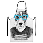 Hipster Jack Russell Terrier Print Bib Apron With Pocket