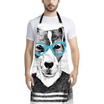 Hipster Jack Russell Terrier Print Bib Apron With Pocket