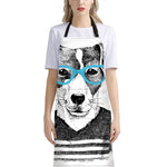 Hipster Jack Russell Terrier Print Bib Apron With Pocket