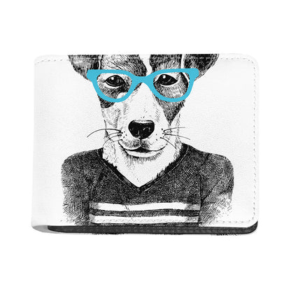 Hipster Jack Russell Terrier Print Bifold Wallet