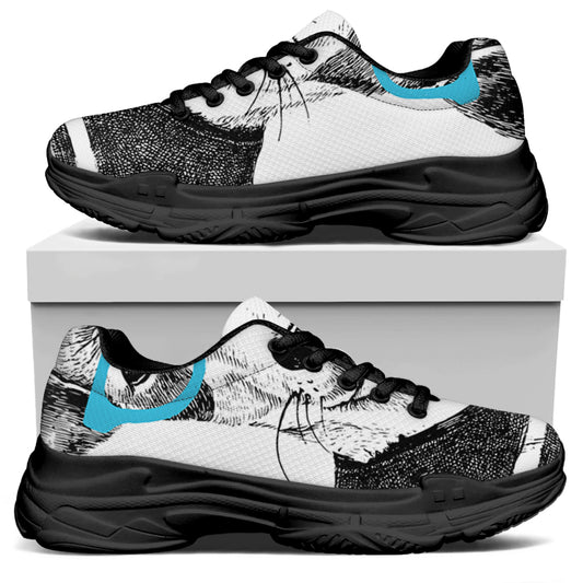 Hipster Jack Russell Terrier Print Black Chunky Shoes