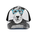 Hipster Jack Russell Terrier Print Black Mesh Trucker Hat