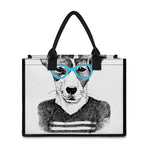 Hipster Jack Russell Terrier Print Canvas Tote Bag