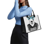 Hipster Jack Russell Terrier Print Canvas Tote Bag