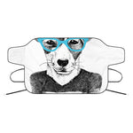 Hipster Jack Russell Terrier Print Car Windshield Snow Cover