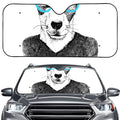 Hipster Jack Russell Terrier Print Car Windshield Sun Shade