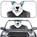 Hipster Jack Russell Terrier Print Car Windshield Sun Shade