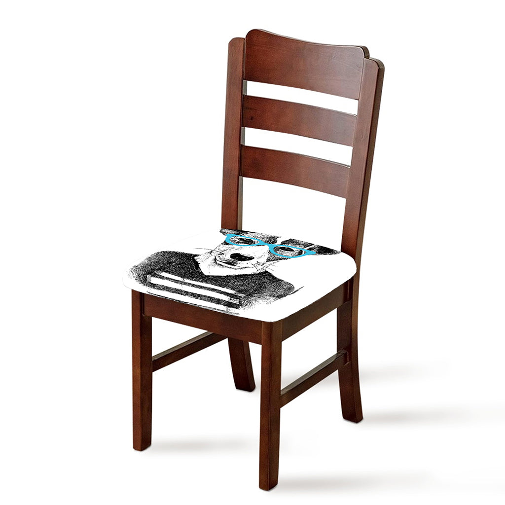 Hipster Jack Russell Terrier Print Chair Cushion Cover