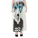 Hipster Jack Russell Terrier Print Chiffon Maxi Skirt