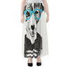 Hipster Jack Russell Terrier Print Chiffon Maxi Skirt