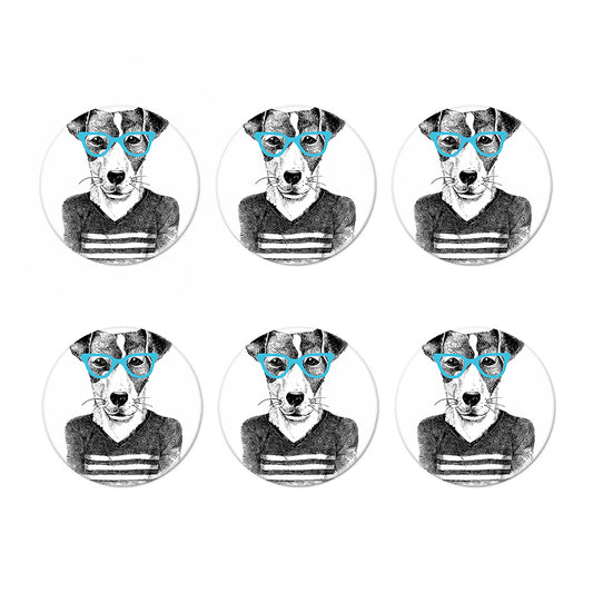 Hipster Jack Russell Terrier Print Coaster Set