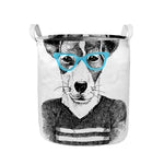 Hipster Jack Russell Terrier Print Collapsible Laundry Basket