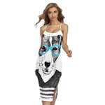 Hipster Jack Russell Terrier Print Cross Back Cami Dress