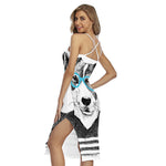 Hipster Jack Russell Terrier Print Cross Back Cami Dress