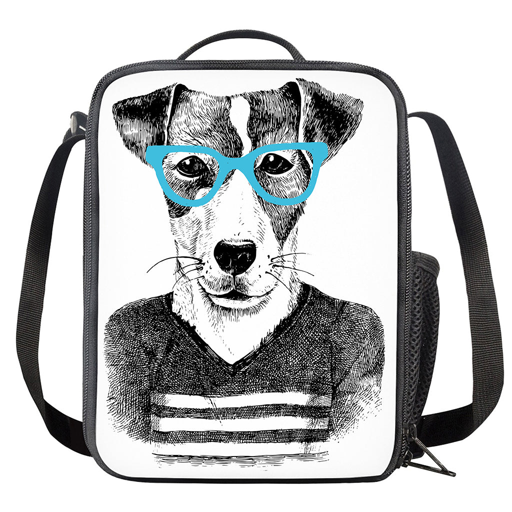 Hipster Jack Russell Terrier Print Crossbody Lunch Bag