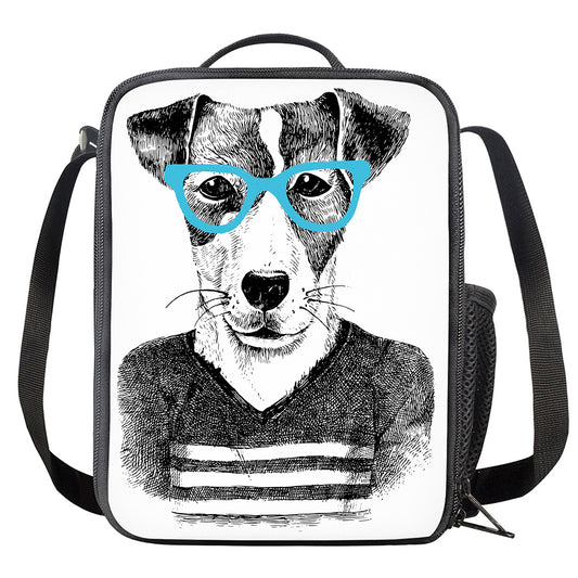 Hipster Jack Russell Terrier Print Crossbody Lunch Bag