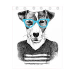 Hipster Jack Russell Terrier Print Curtain