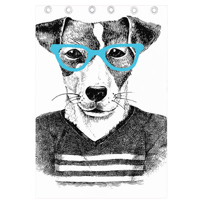Hipster Jack Russell Terrier Print Curtain