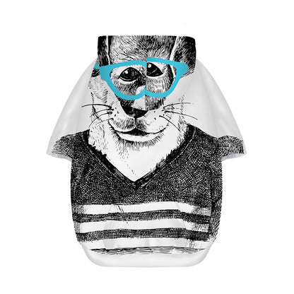 Hipster Jack Russell Terrier Print Dog Zip Up Hoodie