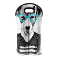 Hipster Jack Russell Terrier Print Double Neoprene Wine Tote