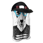 Hipster Jack Russell Terrier Print Double Neoprene Wine Tote
