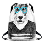 Hipster Jack Russell Terrier Print Drawstring Backpack