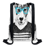 Hipster Jack Russell Terrier Print Drawstring Backpack