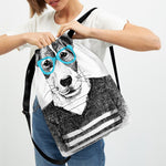 Hipster Jack Russell Terrier Print Drawstring Backpack