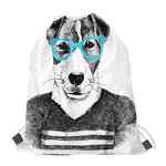 Hipster Jack Russell Terrier Print Drawstring Bag
