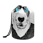 Hipster Jack Russell Terrier Print Drawstring Makeup Bag
