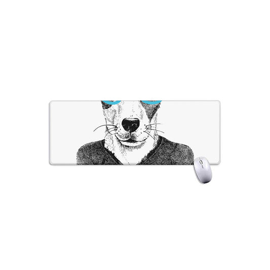 Hipster Jack Russell Terrier Print Extended Mouse Pad