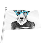 Hipster Jack Russell Terrier Print Flag