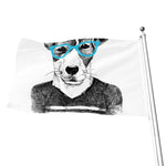 Hipster Jack Russell Terrier Print Flag