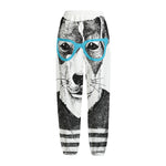 Hipster Jack Russell Terrier Print Fleece Lined Knit Pants