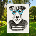Hipster Jack Russell Terrier Print Garden Flag