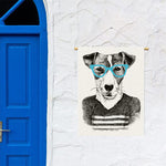 Hipster Jack Russell Terrier Print Garden Flag