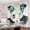 Hipster Jack Russell Terrier Print Grommet Curtains