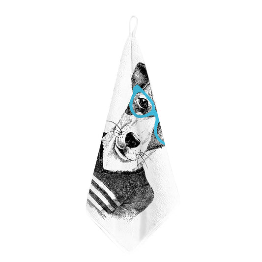 Hipster Jack Russell Terrier Print Hand Towel