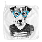 Hipster Jack Russell Terrier Print Hand Towel