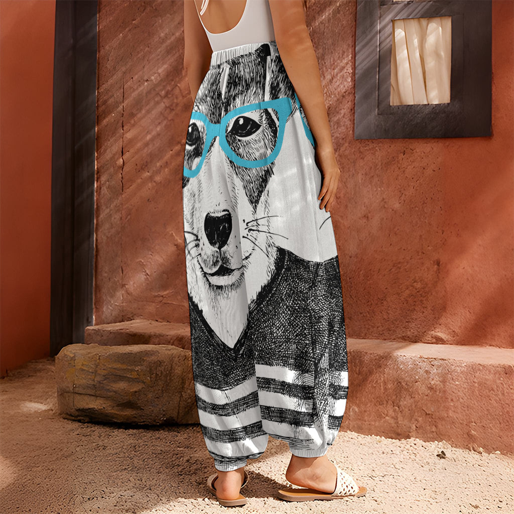 Hipster Jack Russell Terrier Print Harem Pants