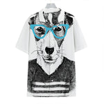 Hipster Jack Russell Terrier Print Hawaiian Shirt