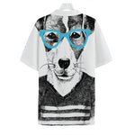 Hipster Jack Russell Terrier Print Hawaiian Shirt
