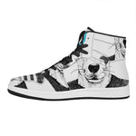 Hipster Jack Russell Terrier Print High Top Leather Sneakers