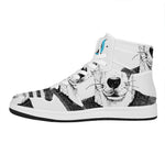 Hipster Jack Russell Terrier Print High Top Leather Sneakers