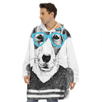 Hipster Jack Russell Terrier Print Hoodie Blanket