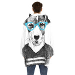 Hipster Jack Russell Terrier Print Hoodie Blanket