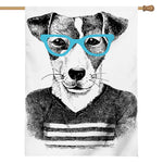 Hipster Jack Russell Terrier Print House Flag